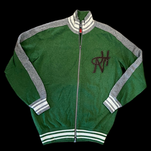 Vintage 100% Cashmere Green Zip Track Jacket Sweater – Y2K Designer Style